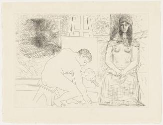 Painter Picking up his Brush, with a Model in a Turban, plate VII, facing page 24 (from "Le Chef-d'oeuvre inconnu")