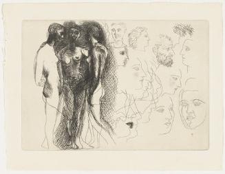 Three Standing Nudes, With Sketches of Faces, plate IX (from "Le Chef-d'oeuvre inconnu")