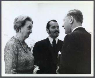 Charles Prendergast Exhibition at MFA Boston; (L to R) Eugénie Prendergast, Robert Brady, and Perry Rathbone