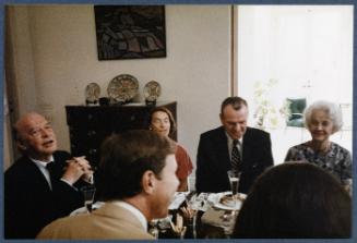 Eugénie Prendergast's 90th birthday party; group of party guests seated around table