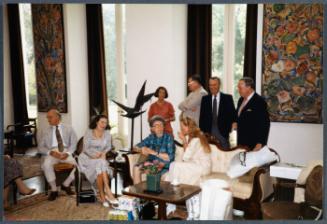 Eugénie Prendergast's 90th birthday party; Eugénie Prendergast seated with party guests