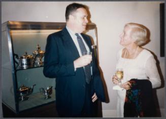 Series of a dinner at Williams College Museum of Art including Eugénie Prendergast and others; (L to R) Joe Butler, Cathy Genvert