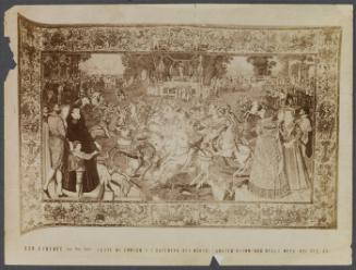 Firenze gall. degli arazzi. Feste di Enrico II E. Caterina del Medici arazzo fiammingo della meta del Sec XV