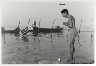 Bather and Bird at the Sangam, Kumbh Mela, Allahabad, India