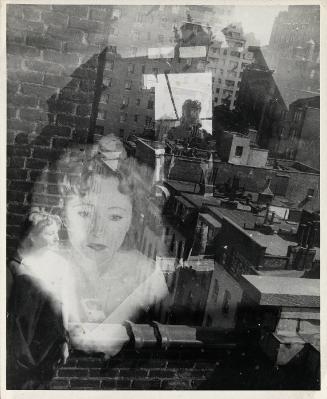 Untitled [3 female figures superimposed on buildings]