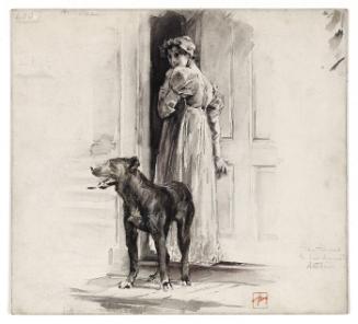 "She turned to her domestic duties" (Preparatory sketch for an illustration)