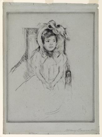 Simone Wearing a Large Bonnet, Seated in an Armchair