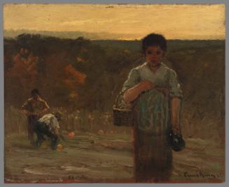 Three Figures with Pumpkin Harvest