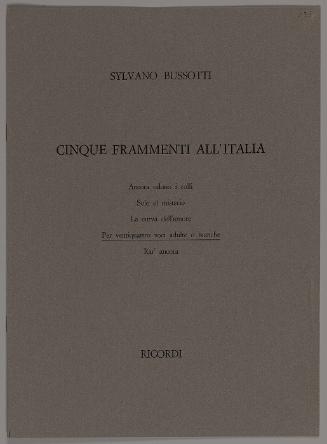 IV: Per ventiquattro voci adulte o bianche (For 24 Adult or white Voices) from Cinque Frammenti All'Italia (Five Fragments for Italy)