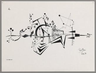 Sheet 4 from Four Visions, score for flute, harp, and string quartet