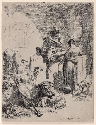 Shepherd Seated on a Fountain and the Spinner