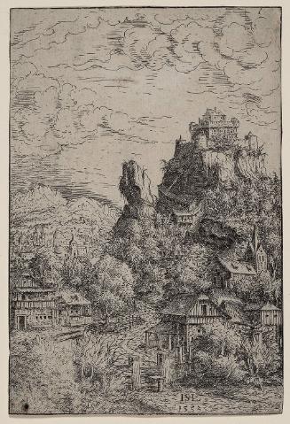 Castle on a Hill Overlooking a Town