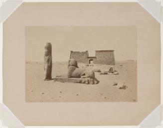 Untitled: desert with sphinx and temple