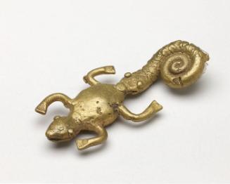 Gold weight in the form of a snake eating frog