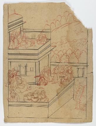Study for a raja listening to a dance performance accompanied by music