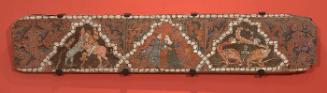 Medieval panel fragment with courtly scenes from Palace Curiel de los Ajos, Valladolid, Spain