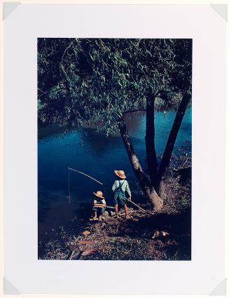 Cajun Children Fishing in Bayou Near the School by Terrebonne Project. Schriever, Louisiana .