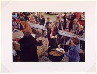 Serving pinto beans at the Pie Town, New Mexico Fair barbeque