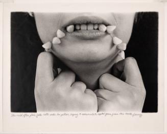 She would often place fake teeth under her pillow, hoping to accumulate capital gain from the tooth fairy. (from the series "Re-visions")