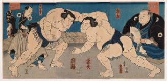 Sumo Match between Shiranui Mitsuemon and Jimmaku Hisagoro