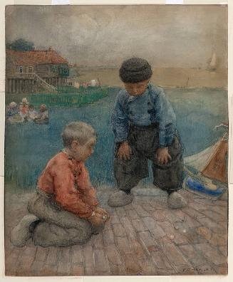Spring in Holland (Two Boys Playing Marbles)