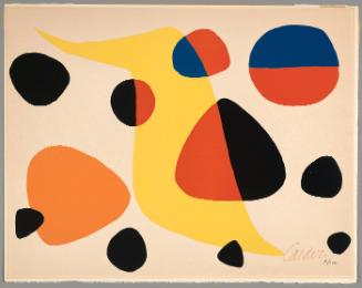 Composition (Yellow Boomerang and Circles)