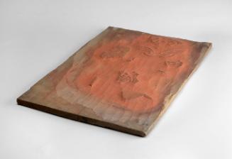 Japanese printing block (recto red color block; verso yellow color block)