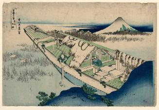 Boat Moored at Ushibori (Jōshū Ushibori), from the series Thirty-six Views of Mount Fuji

