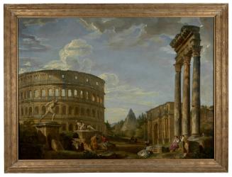 Composition of Roman Ruins:
The Colosseum
The Arch of Constantine
Pyramid of Cestius (tomb)
Corinthian cols from Temple of Castor/Pollux
the "Dying Gaul" (Galatian)
the Borghese Warrior (Louvre)