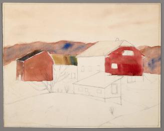 Landscape with barns (unfinished)