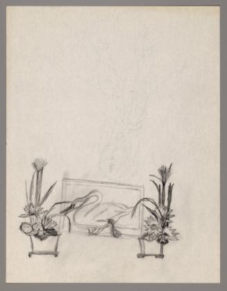 Sketch of a swan and flowers