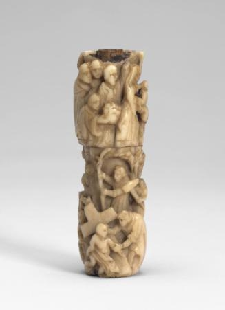 Sections of a Crosier depicting The Adoration of the Magi and The Carrying of the Cross