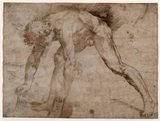 Male nude bending over
