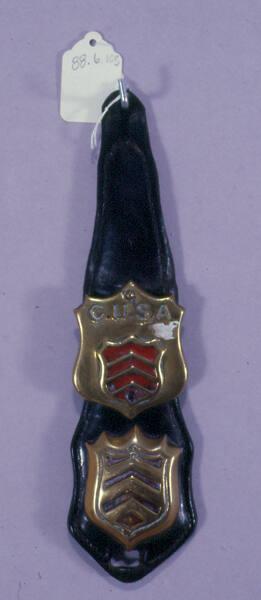 Horse Brass, Leather Piece with Brass Shields