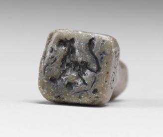 Seal with handle engraved with a lion